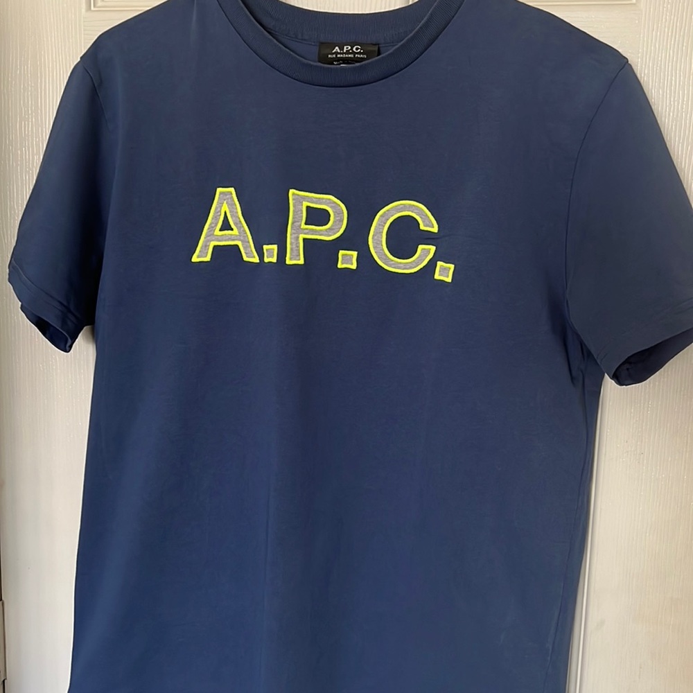 A.P.C. Men Blue Logo Shirt Medium